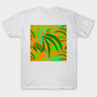 Fronds on Orange Repeat 5748 T-Shirt